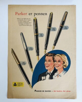 Gammel Parker reklame 1950.