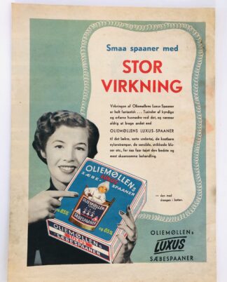 Gammel sæbespaaner reklame 1952.