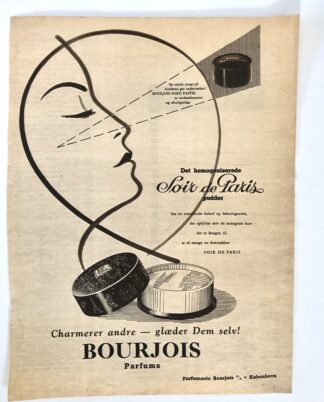 Gammel Bourjois reklame fra 1950.