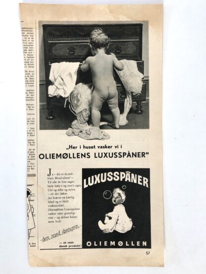 Gammel Oliemøllens LUXUSSPÅNER reklame 1957.
