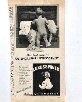 Gammel Oliemøllens LUXUSSPÅNER reklame 1957.