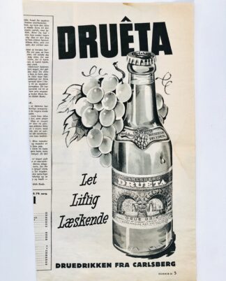Gammel Carlsberg DRUÊTA reklame 1955.