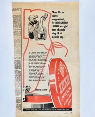 Gammel LUXU skocreme reklame 1954.