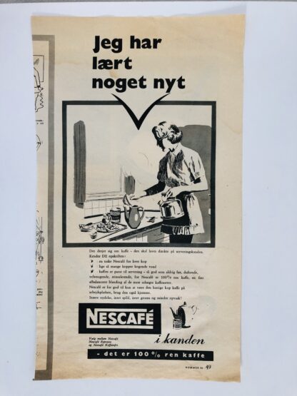 Gammel Nescafé reklame 1957.