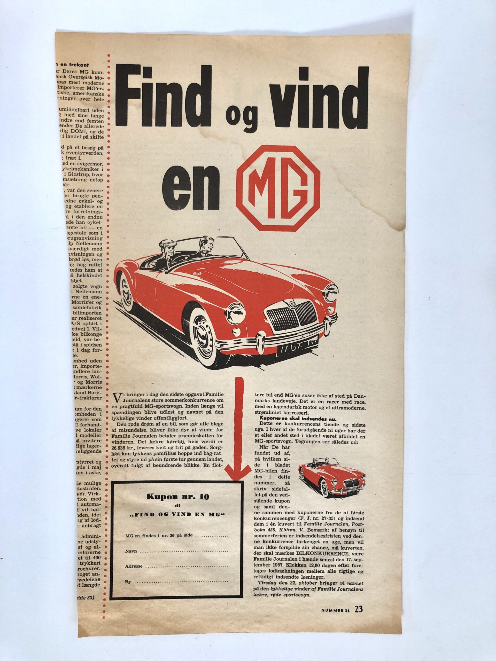 Gammel konkurrence reklame 1957.