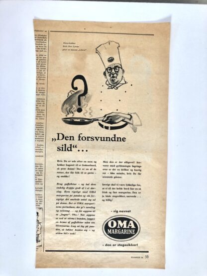Gammel OMA Margarine reklame 1954.