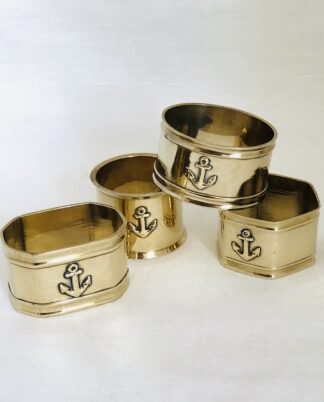 4 stk. Vintage servietringe med anker.