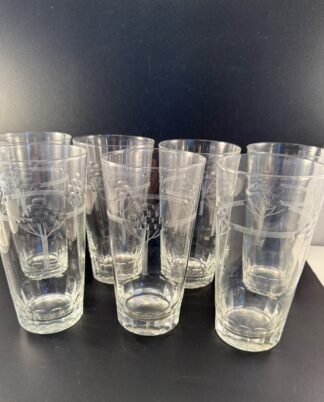 7 vintage drikkeglas med blomstermotiv